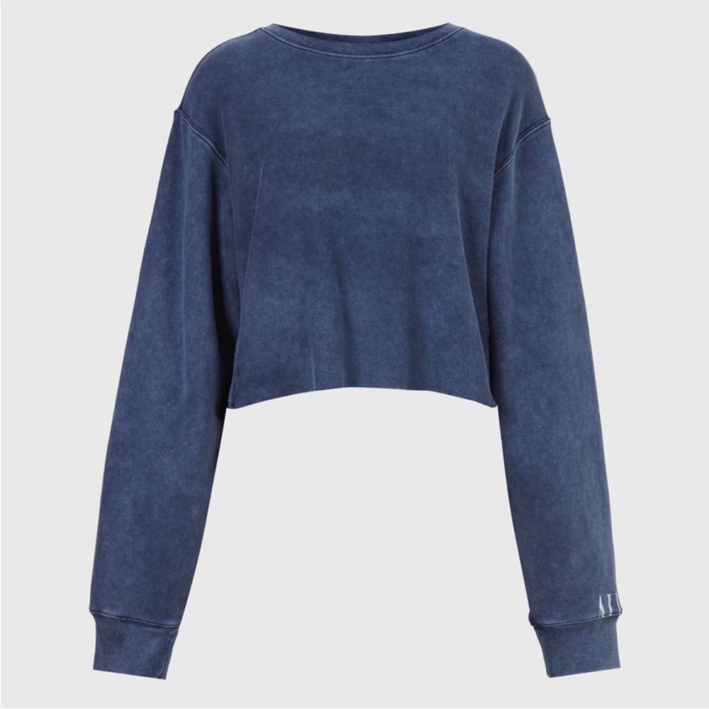 Allsaints Navarre Cropped Sweatshirt in Blue S NWOT